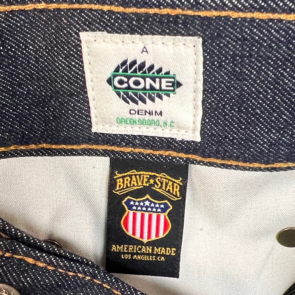 *NEW* Brave Star Men's Dark Blue The True Straight Selvage Denim Jeans Sz 35x32 - Picture 7 of 7